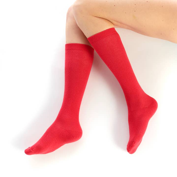 raspberry-colored cashmere plain knee-high socks for wholesale by Dub & Drino