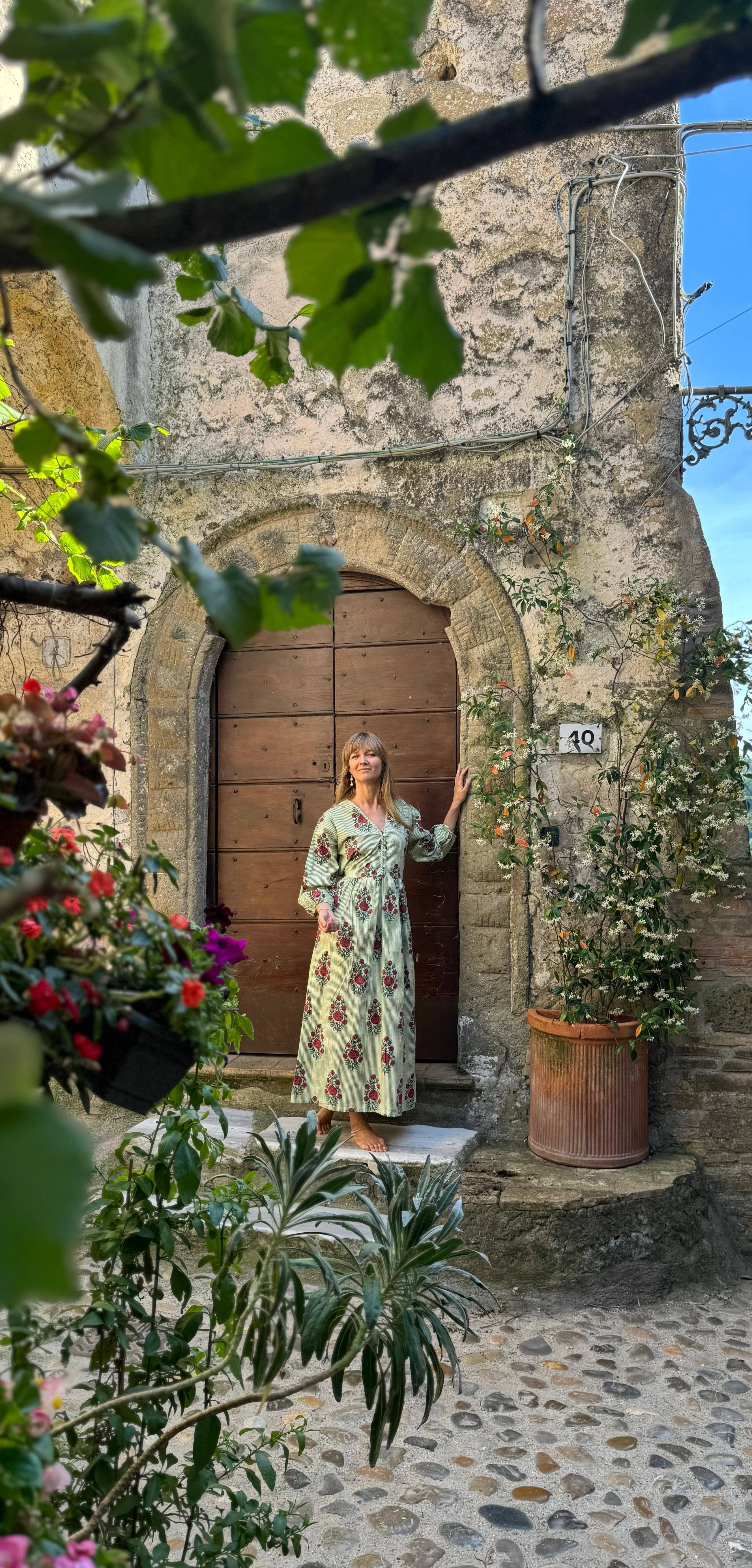 Devi Shop - Wholesale Dress - Women's - Cotton Venus Midi Dress ~ Stripes & Floral3