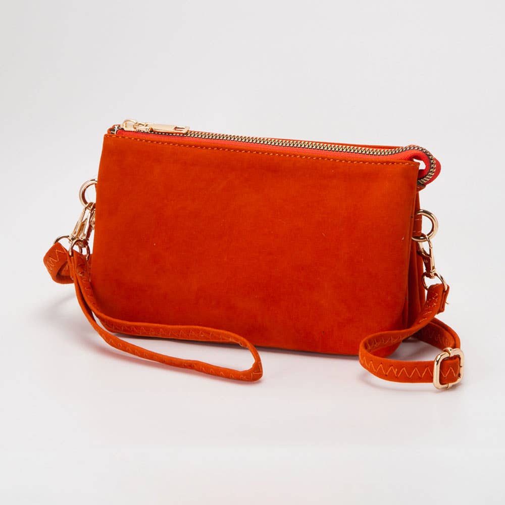 Sensibling Corp. - Wholesale Crossbody Bag - Women's - Plain Faux Suede Crossbody Clutch Bag10