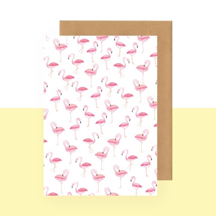 Postcard - flamingo pattern for wholesale by Studio Bertha