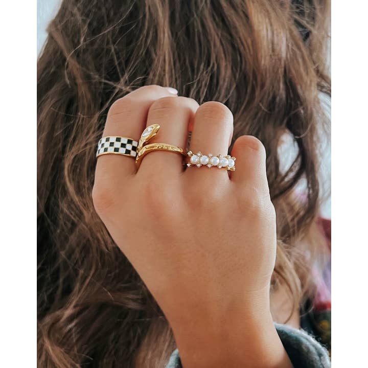 Beljoy - Wholesale Band/Stacked Ring - Rellery Checkerboard Ring || Choose Color