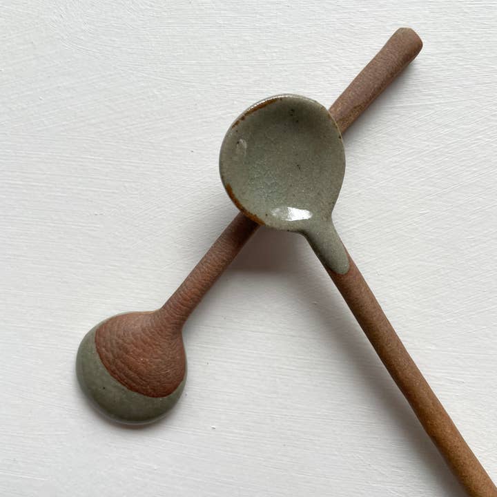 fort & field - Wholesale Kitchen Spoon - Neutral small handmade Japanese pottery coffee or tea spoon2