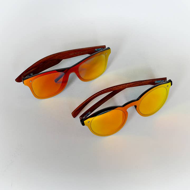 Round Wood Sunglasses : Catseye color shifting lenses for wholesale by Resolute Star