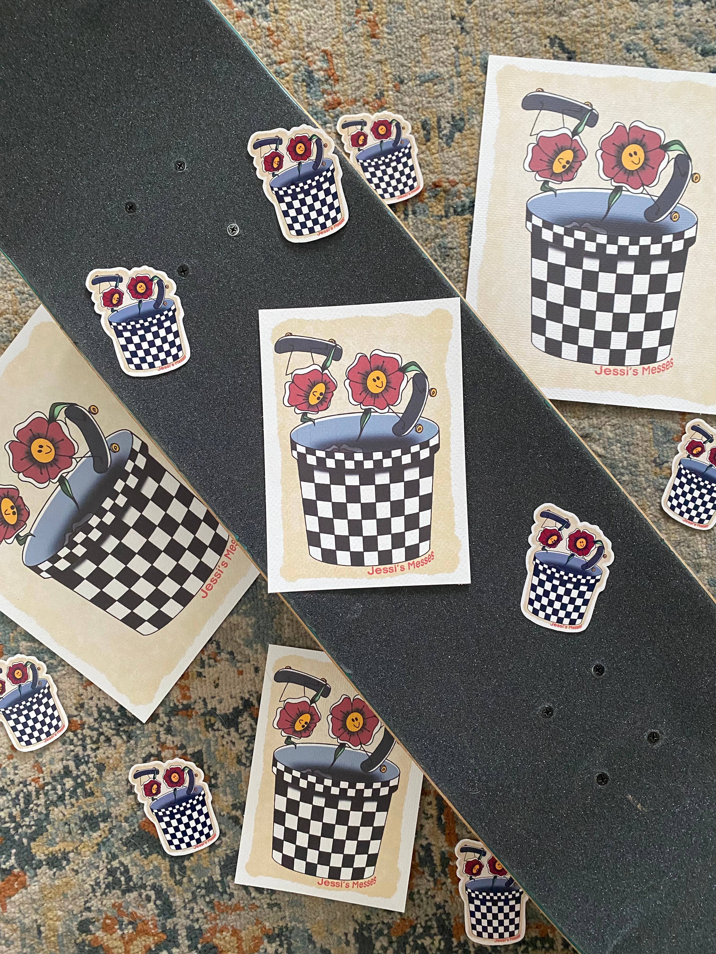 Jessi's Messes - Wholesale Sticker - Skateboarding Flowers Sticker4