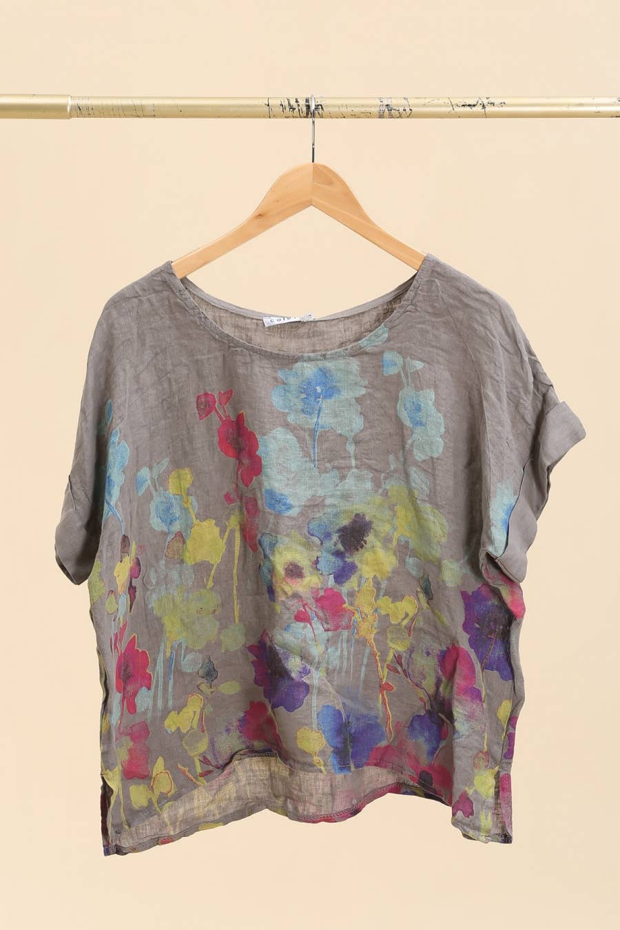 la maison des fibres naturelles – wholesale T-shirt – women's – Round neck printed linen T-shirt 23310 100% LINEN6