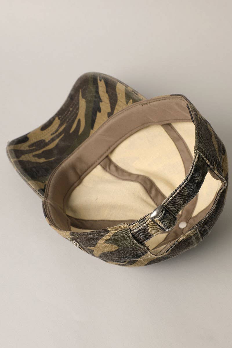 OLIVE Camouflage Distressed Cotton Baseball Cap Hat for wholesale on Faire5