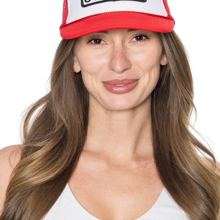 Friday Feelin' - Wholesale Trucker Hat - Unisex - Locals Only Trucker Hat in Red Split2