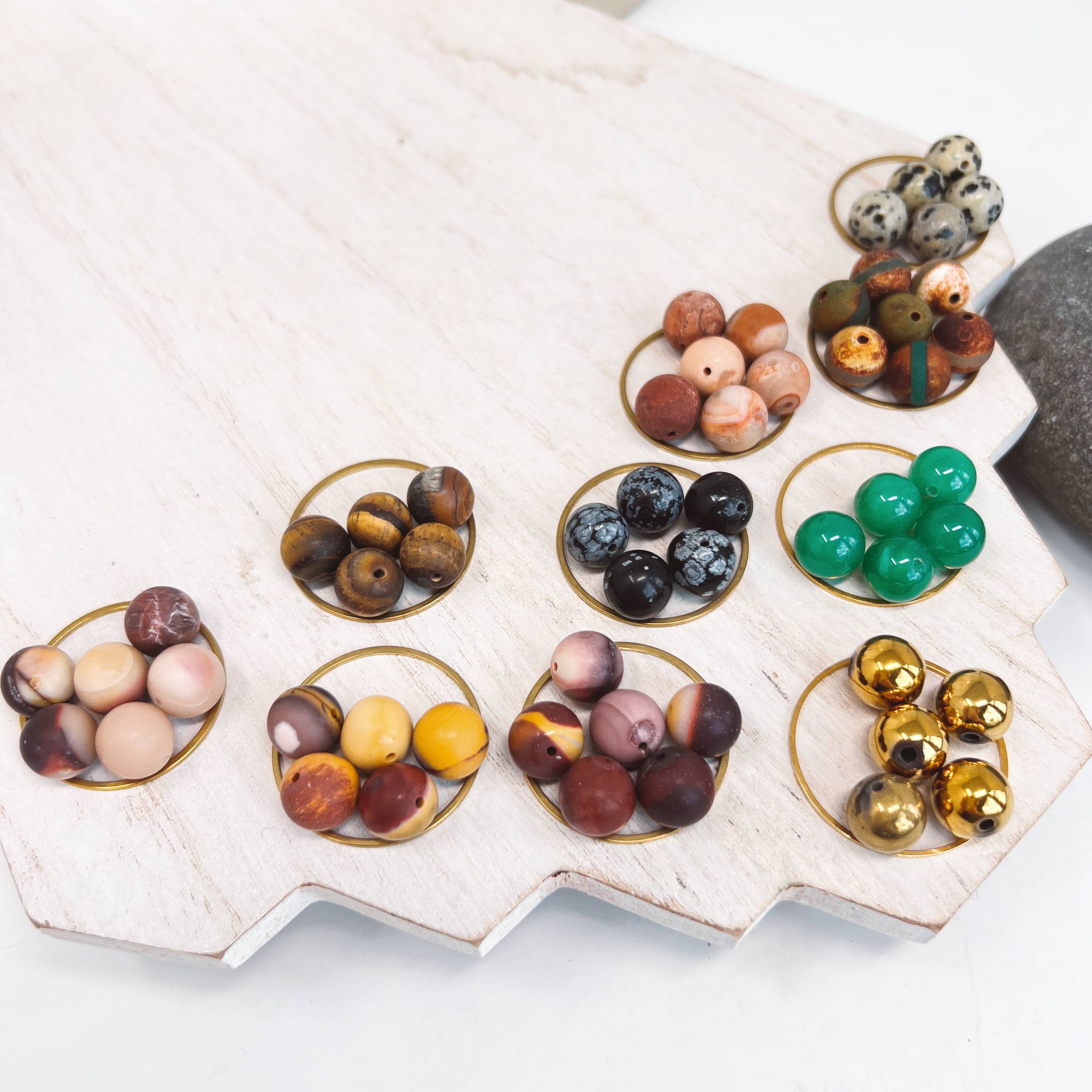 Permanent Baggage - Wholesale Dangle Earrings - Small Brass Post Earring With Hoop & Semi-Precious Stones0