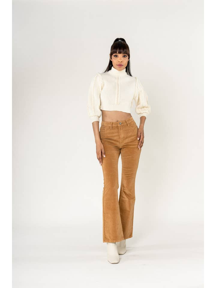 Nina Carter - Wholesale Pants - Women's - Bootcut High Waist Corduroy Back to School J22110