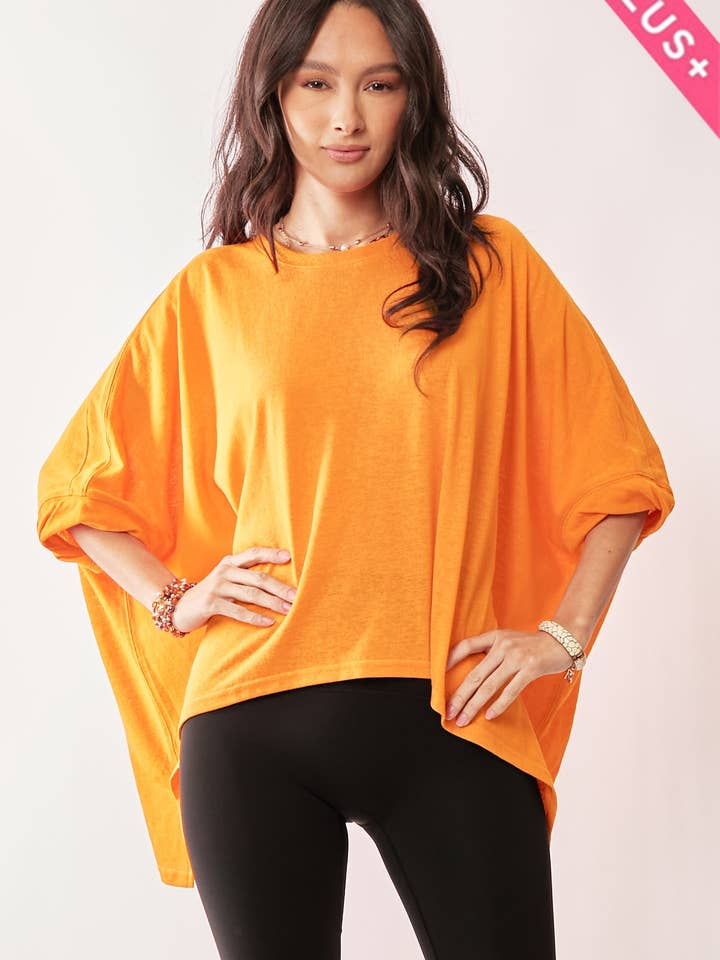 Davi & Dani - Wholesale Lounge Top - Women's - PLUS DROP SHOULDERS BATWING SLEEVE SIDE SLIT TOP17