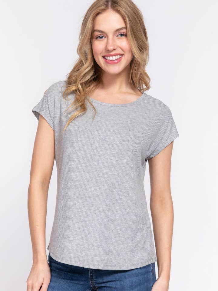 Kurzes Dolman Slv Rippstrickoberteil für den Großhandel von CC Wholesale Clothing