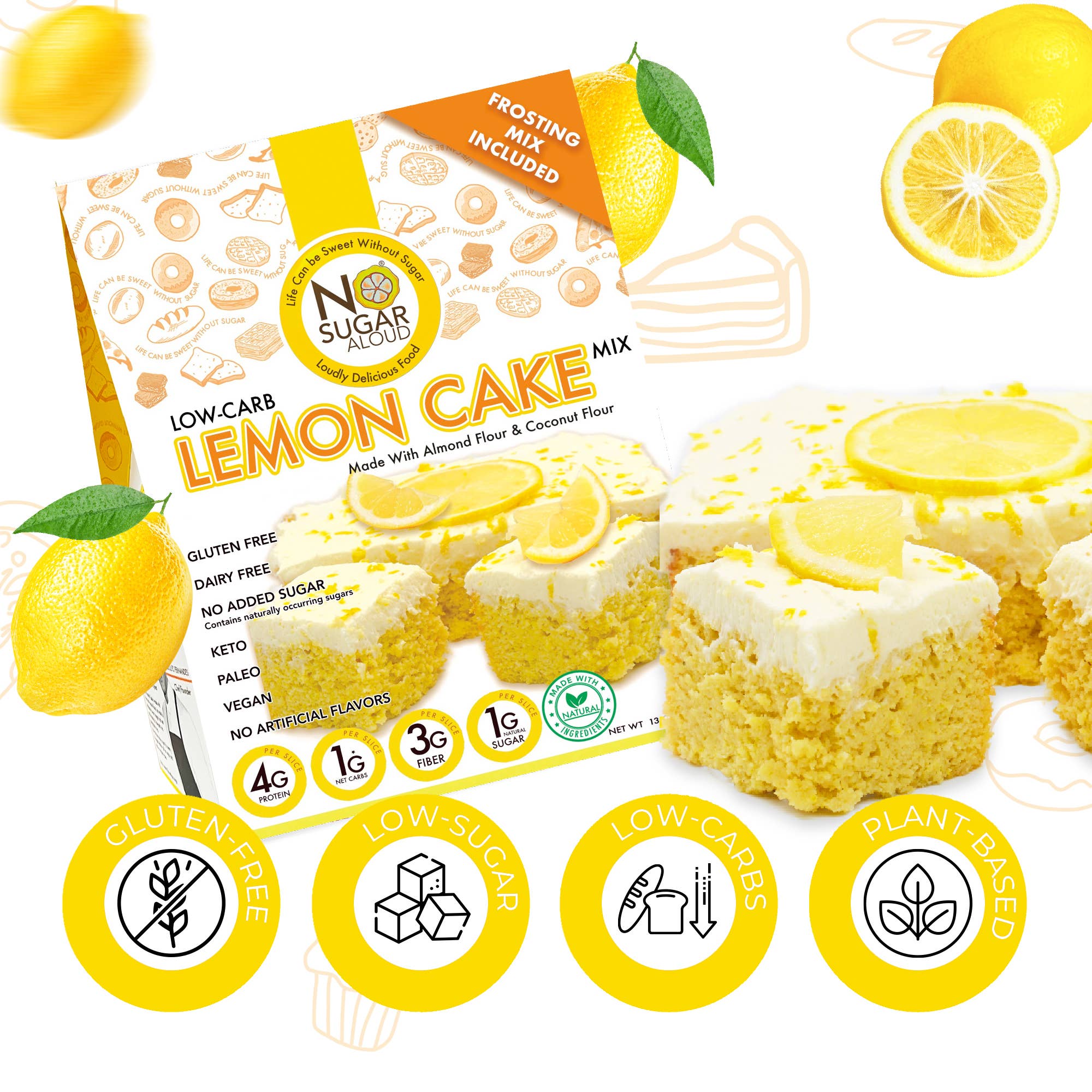 No Sugar Aloud LLC - Wholesale Cake Mix - Low-Carb Lemon Cake Mix2