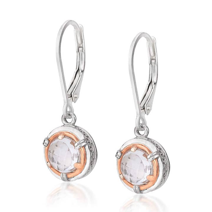 Petite Rock Crystal Øreringe med Rose Gold Vermeil for engroshandel hos Anatoli Jewelry