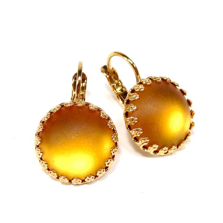 Special gold-plated earrings matte yellow orange for wholesale by SoHo Schmuckmanufaktur