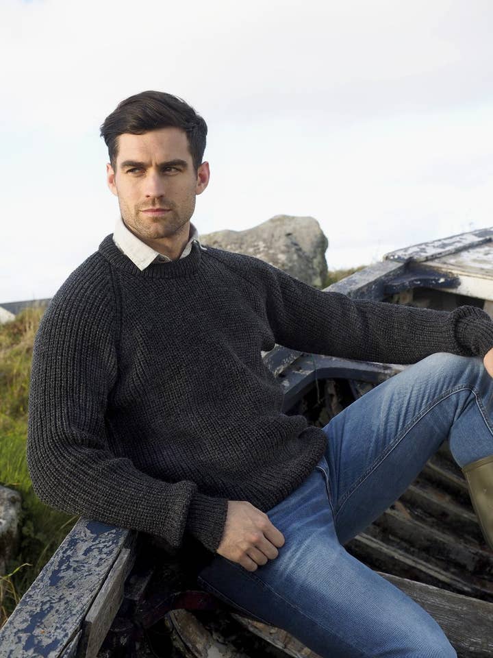Aran Crafts - Wholesale Knit Sweater - Men's - Fisherman Rib Crew Neck C761