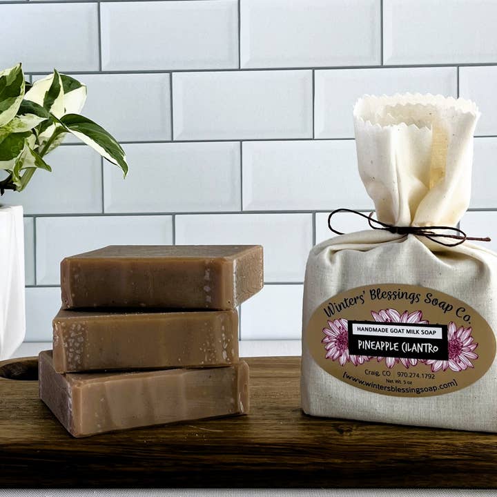 Pineapple Cilantro Goat Milk Soap for wholesale by Winters’ Blessings Soap Co.
