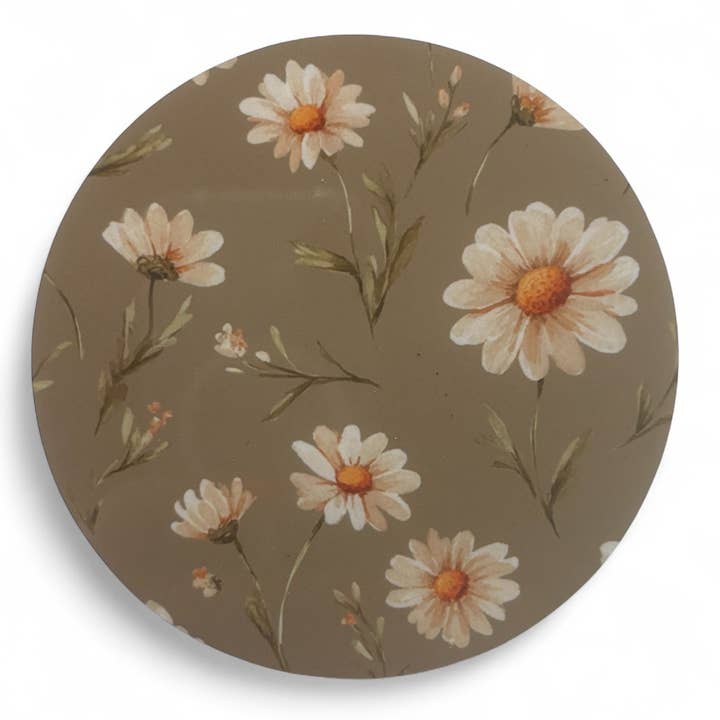 simply creative – wholesale Coasters – Printed Green Daisy Wooden Coasters for Stylish Home Décor2