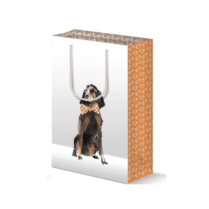 Hound Dog with Orange Bow Tie Gift Bag for wholesale by Hey Y'all Party