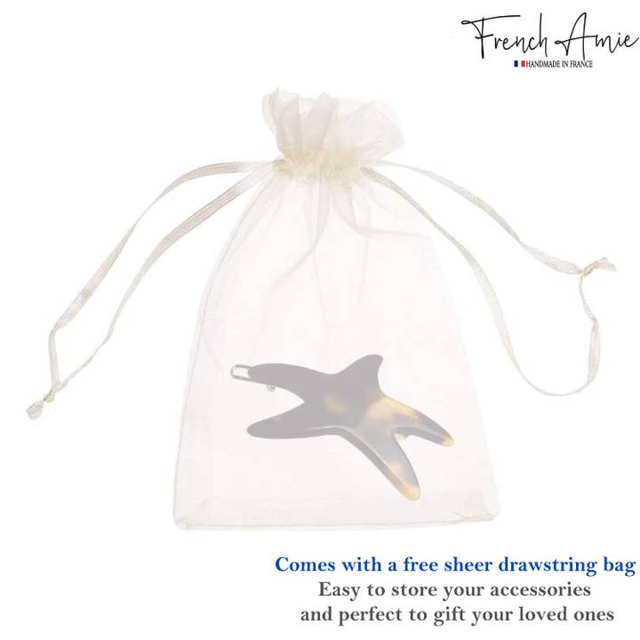 Parcelona - Wholesale Barrette - Women's - French Amie Star Small Celluloid Handmade Hair Slide Barrette With Snap Clips11