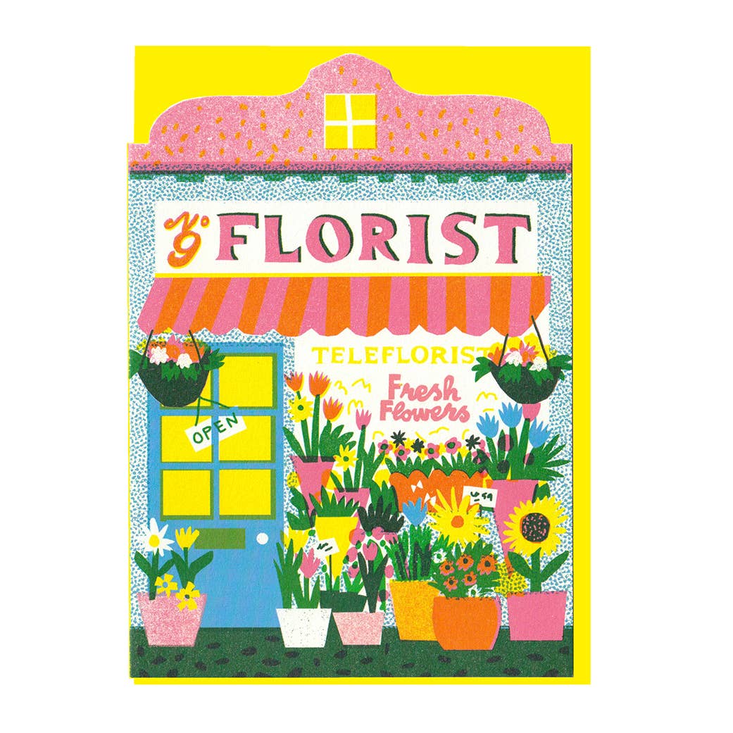 The Printed Peanut Homeware & Stationery – wholesale Everyday greeting card – Florist Shop Die Cut Card1