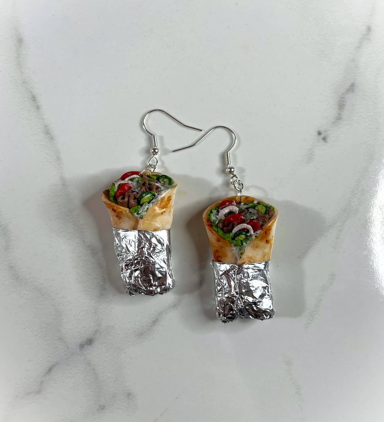 PrettySpookyDesigns – wholesale Dangle earrings – Polymer clay earrings / Doner kebabs / statement jewellery1