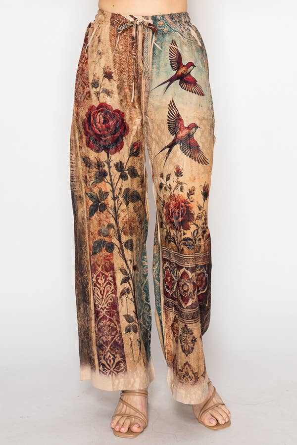 VINTAGE VOGEL Ontspannen Kanten Patchwork Broek Met Elastisch Trekkoord - 4703TP VINT BIRD voor groothandel op Faire