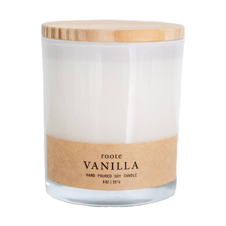 Apothecary - Candela di soia profumata alla vaniglia, bicchiere bianco per la vendita all'ingrosso da parte di roote