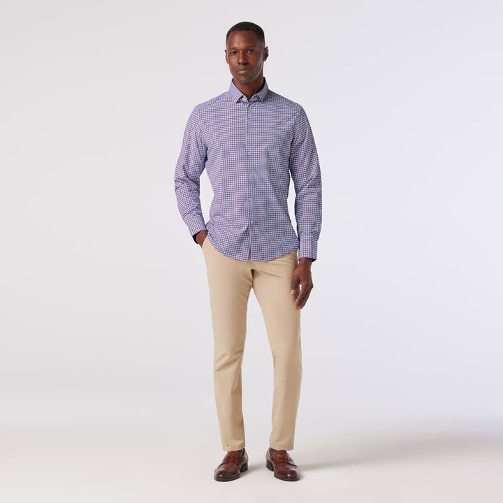 Chemise LS Leeward No Tuck - Kyle à carreaux argile rouge pour la vente par Mizzen+Main