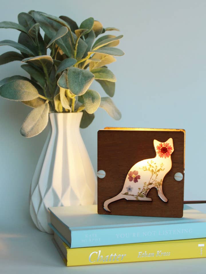 Kat-lampe med LED-lys – gave til katteelskere for engroshandel hos Night in Light
