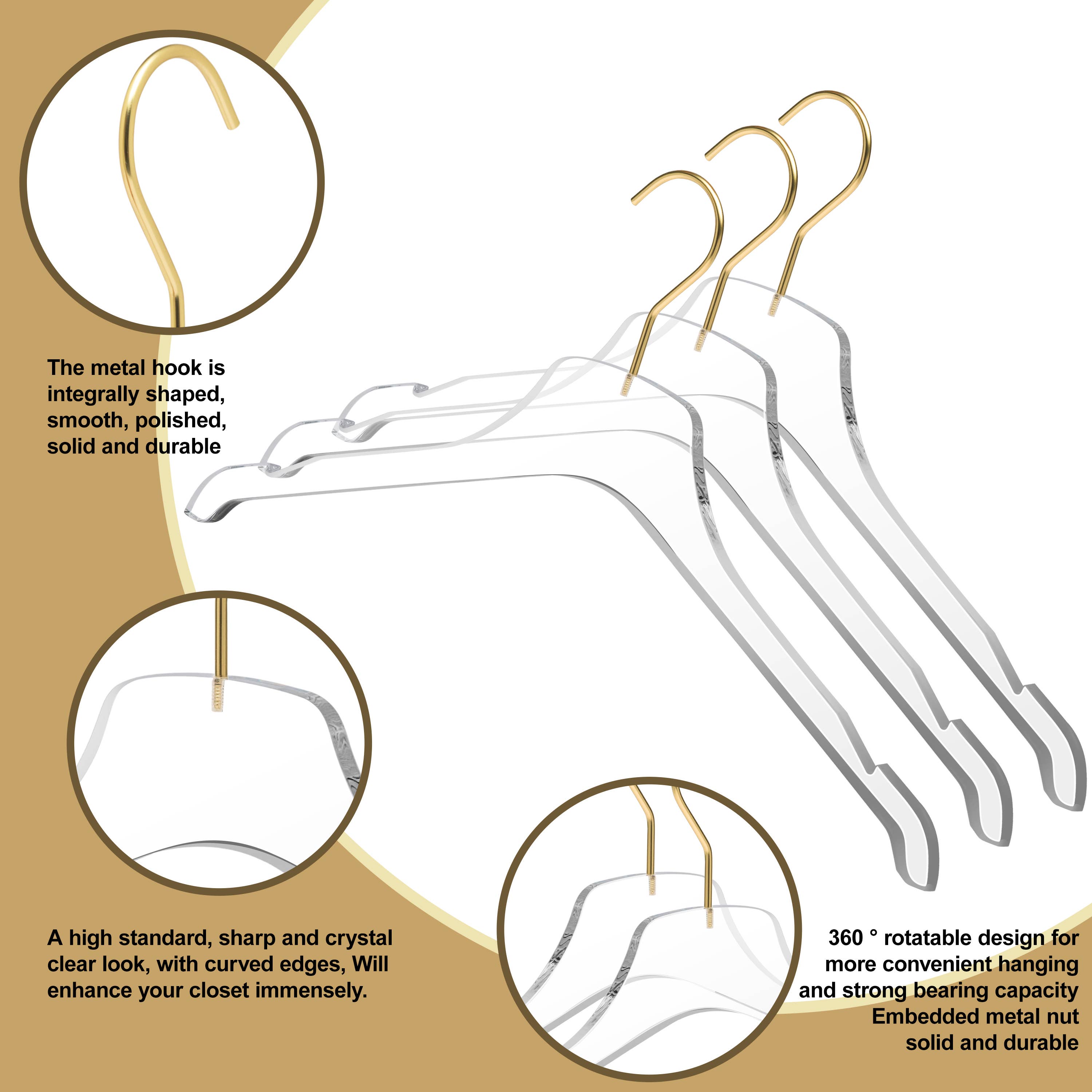 Quality Hangers - Wholesale Clothes Hangers - 8010 - 17" Acrylic Lucite Shirt Coat Suit Hanger, 901