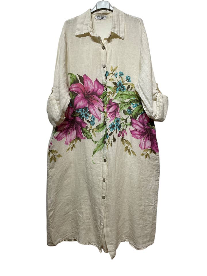 LINEN & COTTON HOUSE - Wholesale Button Down Shirt - Women's - 27202 LONG LINEN SHIRT