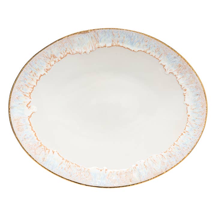 Oval Platter 40 - Taormina - White and Gold for wholesale by Costa Nova