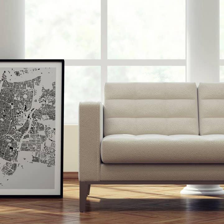 Tel Aviv: Mapa detalhado do edifício, cartaz premium em lona branca por atacado de Nativah Chaya