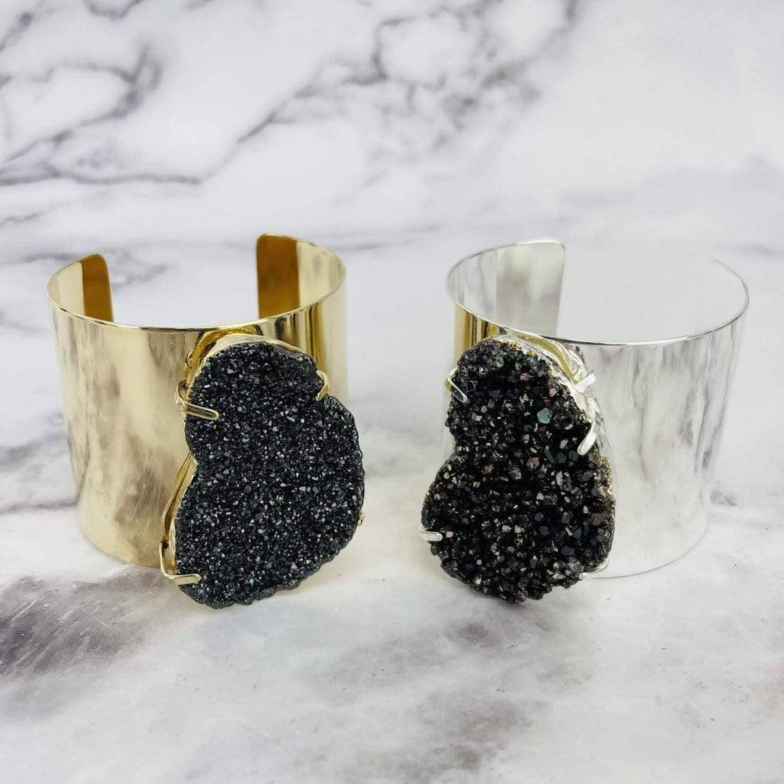 Rock Paradise - Wholesale Cuff Bracelet - Crystal Black Diamond Titanium Druzy Electroplated Cuff6