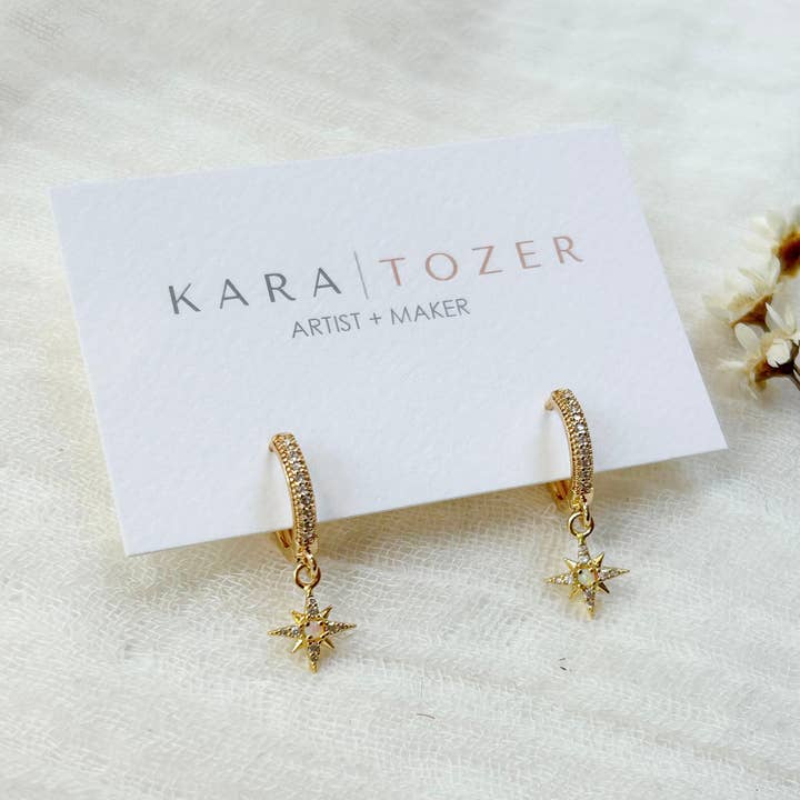 CZ Opal Star Charm Hoops for wholesale by KARA | TOZER