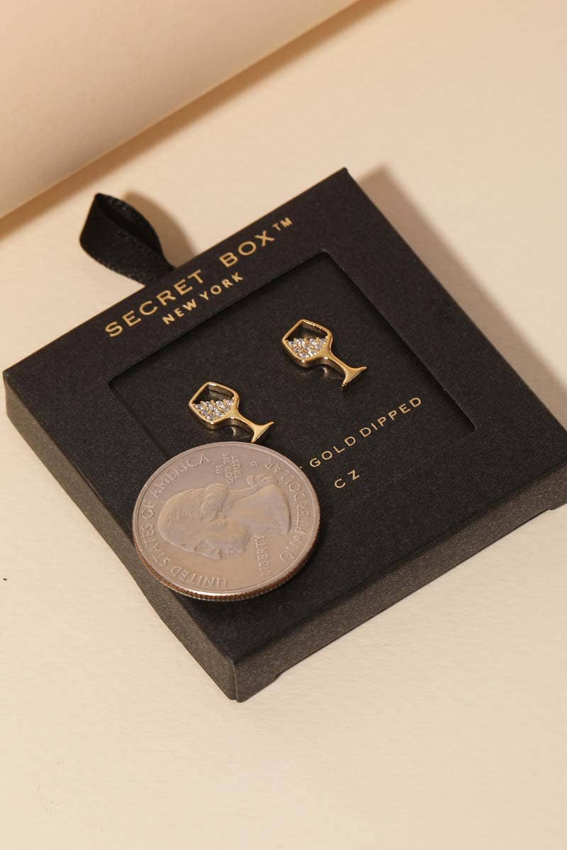 Anarchy Street – wholesale Stud/post earrings – Secret Box Gold Dipped Cz Wine Glass Stud Earrings3