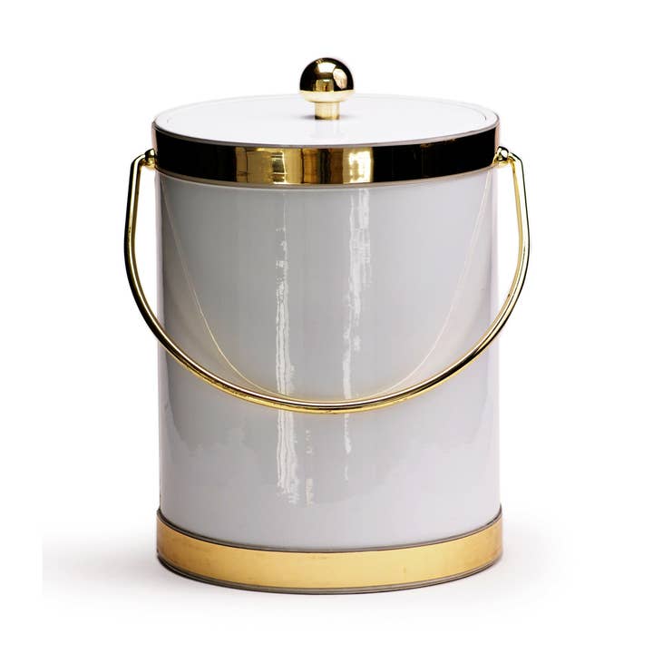 Motivo bianco con doppie fasce dorate 5 qt. per la vendita all'ingrosso da parte di MR. ICE BUCKET, LLC.