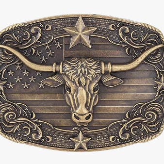 SimpleNGreat - Wholesale Belt Buckle - Unisex - Western Cowboy Long Horn Bull Belt Buckle 1792BNZ 0