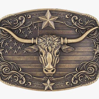 SimpleNGreat – Großhandel Gürtelschnalle – Unisex – Westlicher Cowboy Langhorn-Stier Gürtelschnalle 1792BNZ