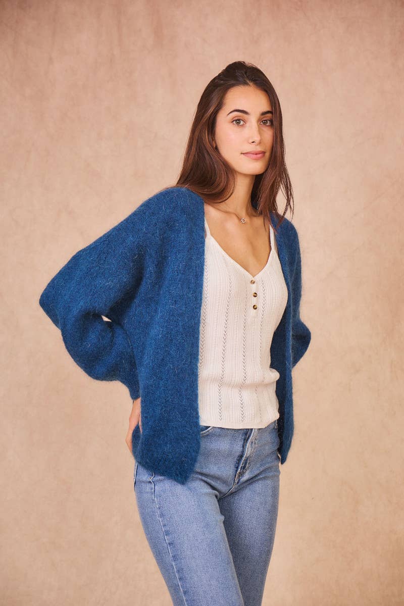 Calie Paris – Großhandel Strickpullover – Damen – Offene Mohair-Mischung Strickjacke5