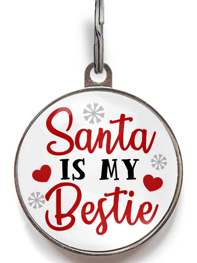 Médailles de Noël pour chiens Smart - Santa Is My Bestie pour la vente par WagATudeTags