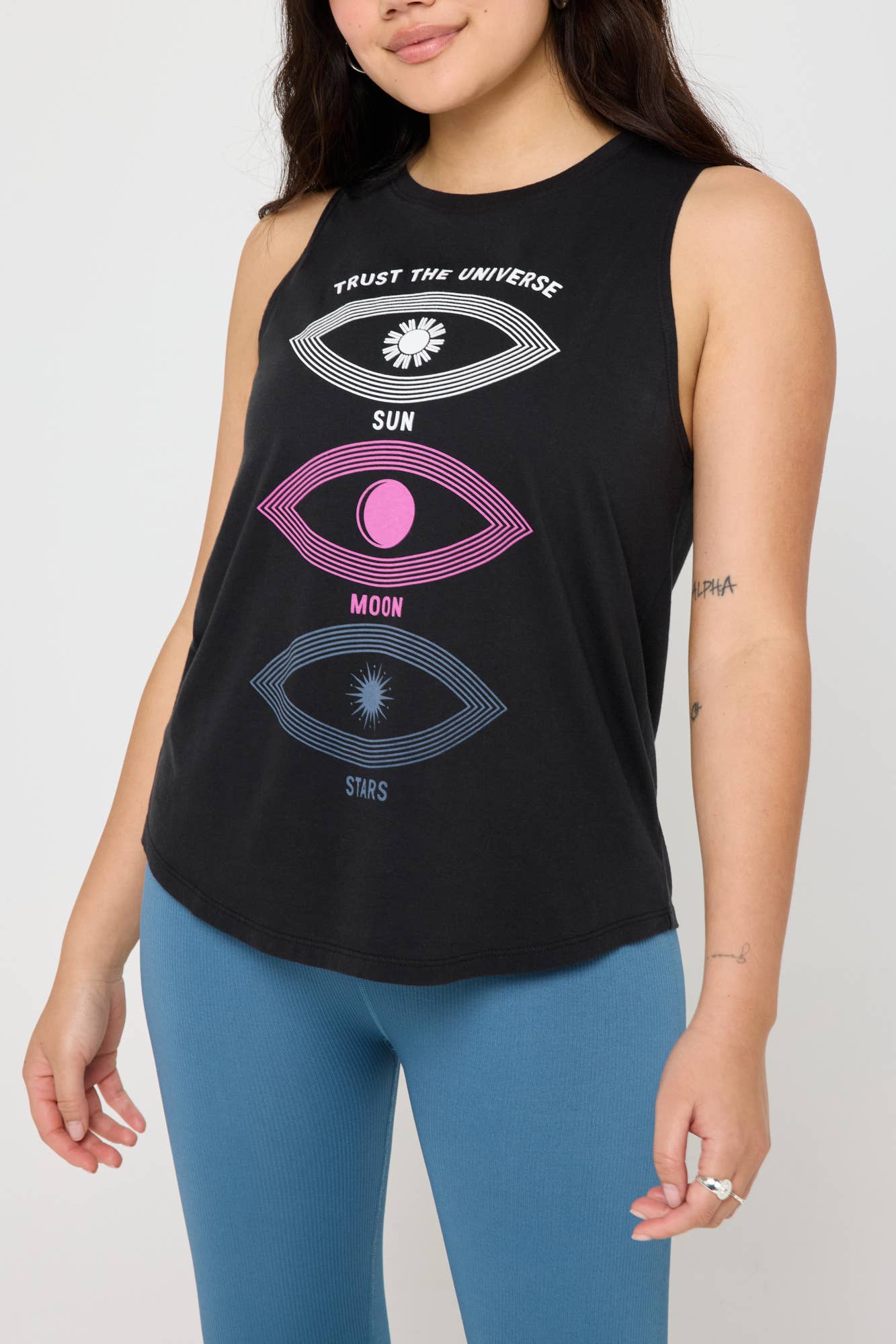 Noir Débardeur en jade Sun Moon Stars en vente sur Faire1