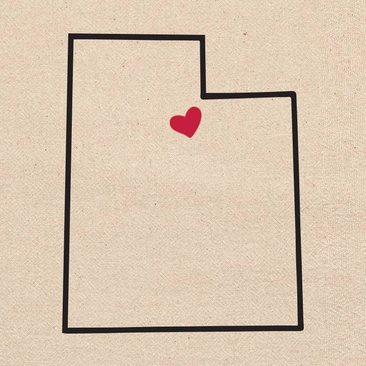 Utah Love My State Kitchen Tea Towel With Heart Pin for wholesale by ellembee gift