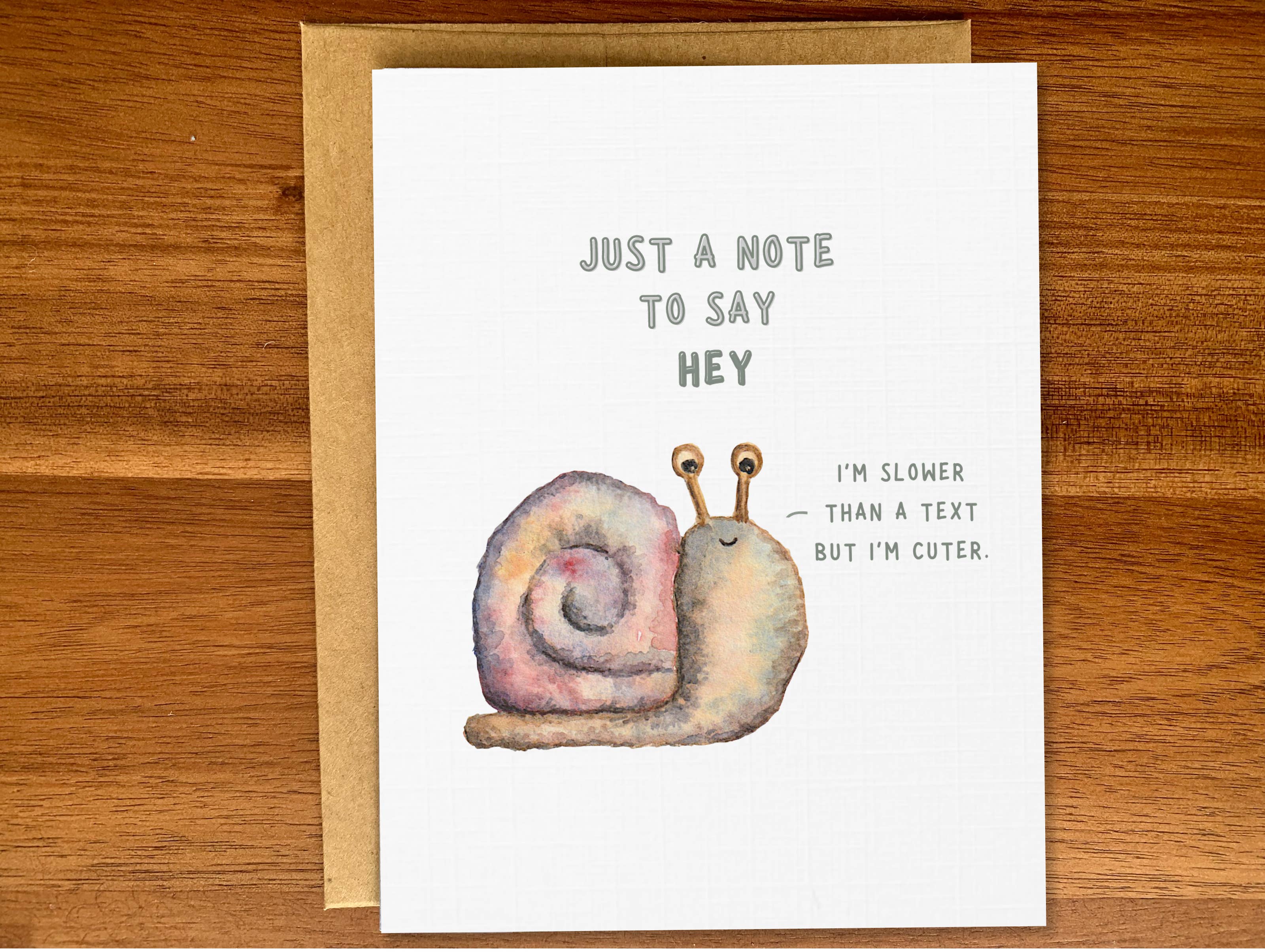 Pink Hill Press - Wholesale Birthday Card - Snail mail belated birthday card, Cute snail watercolor, A22