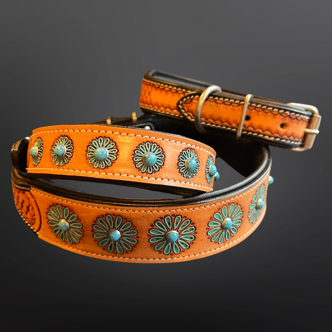 Westrian International - Vente Collier – chien - Collier pour chien Western - Fleur bleue perlée0