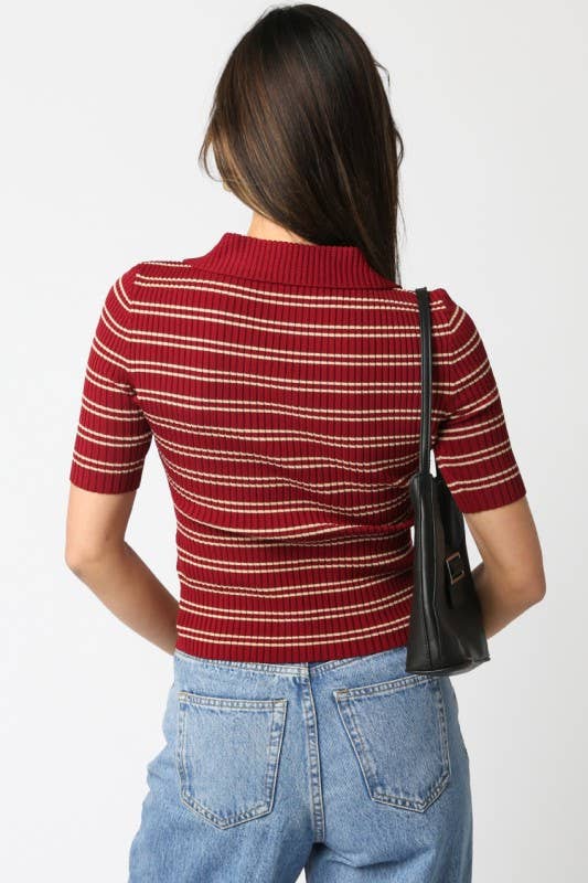 Olivaceous - Wholesale Button Down Shirt - Women's - Ina Stripe Top6