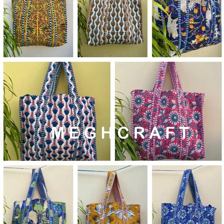 Meghcraft - Wholesale Tote Bag - Women's - Assorted Cotton Quilted Multipurpose Tote Bag | Beach Bag1