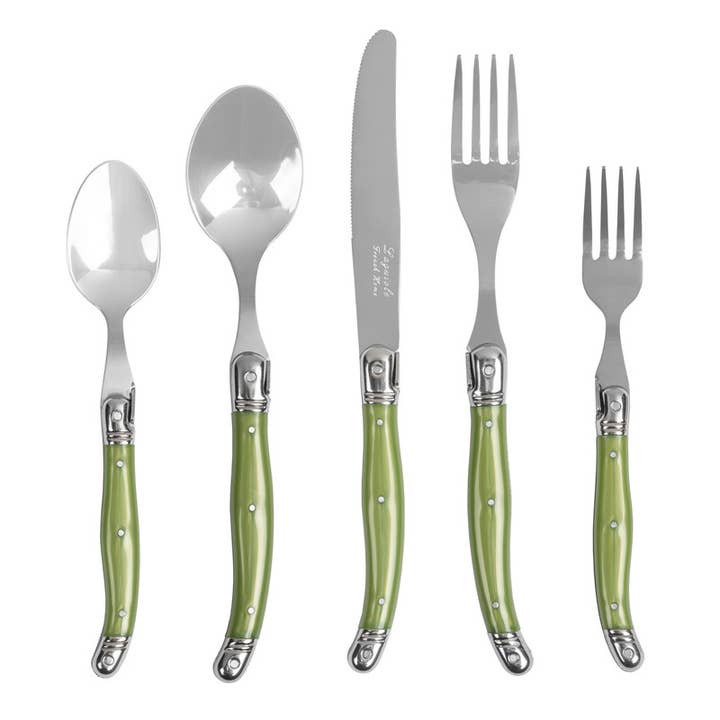 20-Piece Stainless-Steel Laguiole Flatware Set, Spring Green for wholesale by French Home