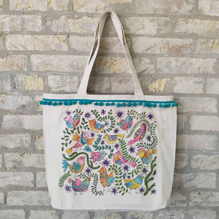 Saco de Algodão Pássaro Doodle por atacado de Doodles and Fun!