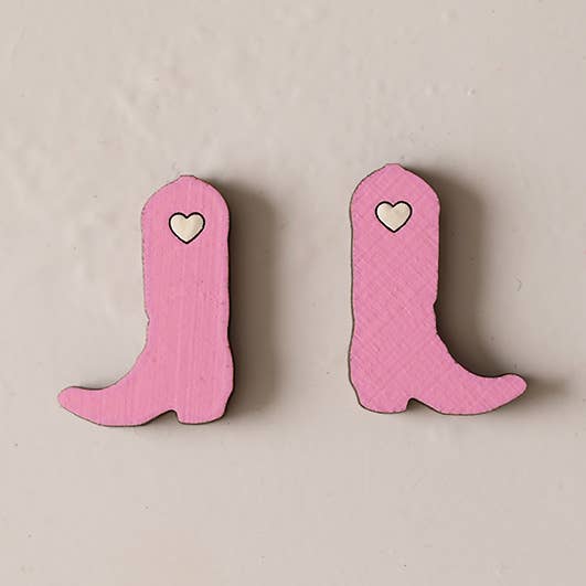 Pendientes de Botas Vaqueras con Corazón Rosa para venta al por mayor de Le Chic Miami